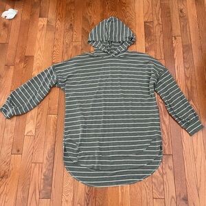 Gray and White Striped Hooded Sweatshirt Vanilla Bay Women Size XL